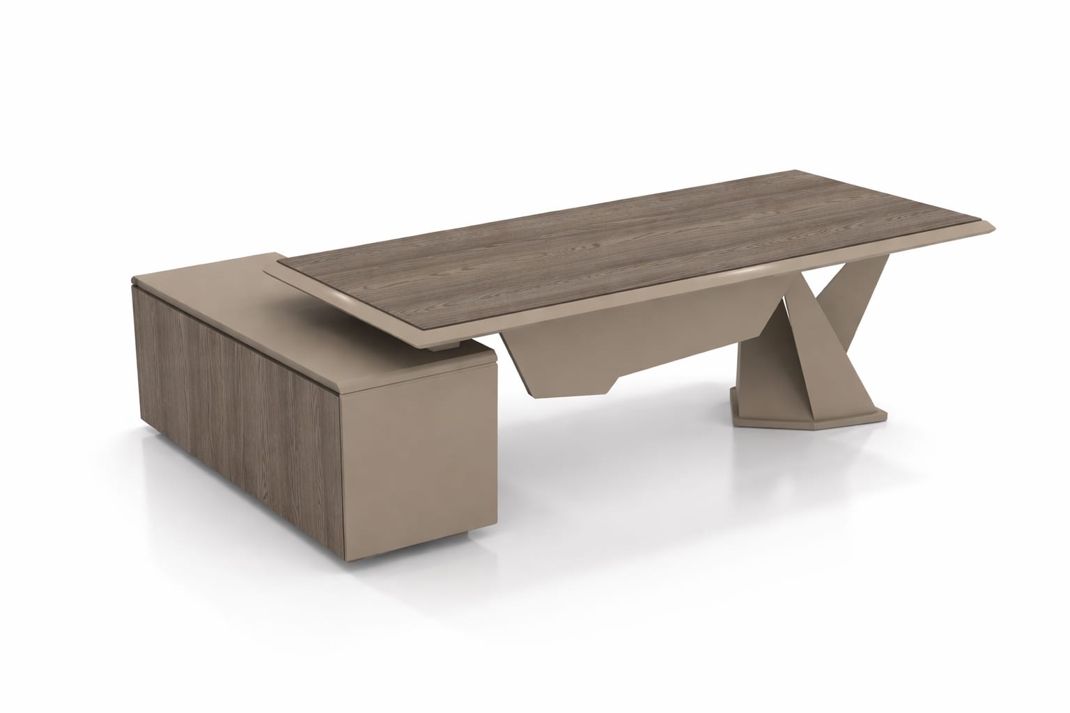 Schreibtisch Set modern Holz Metall Beige Nussbaum Büro Design