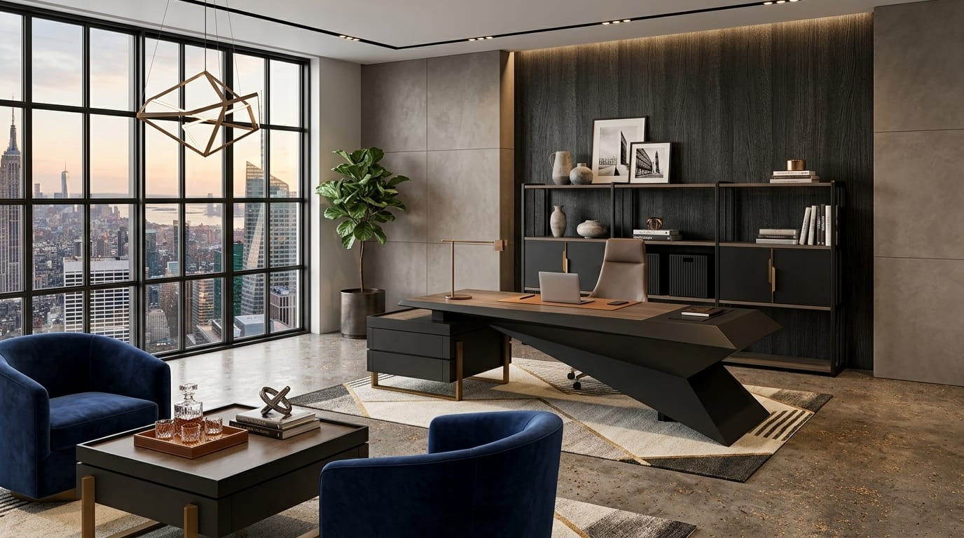 Modernes Büro Set Schreibtisch Bücherregal Couchtisch Luxus Design
