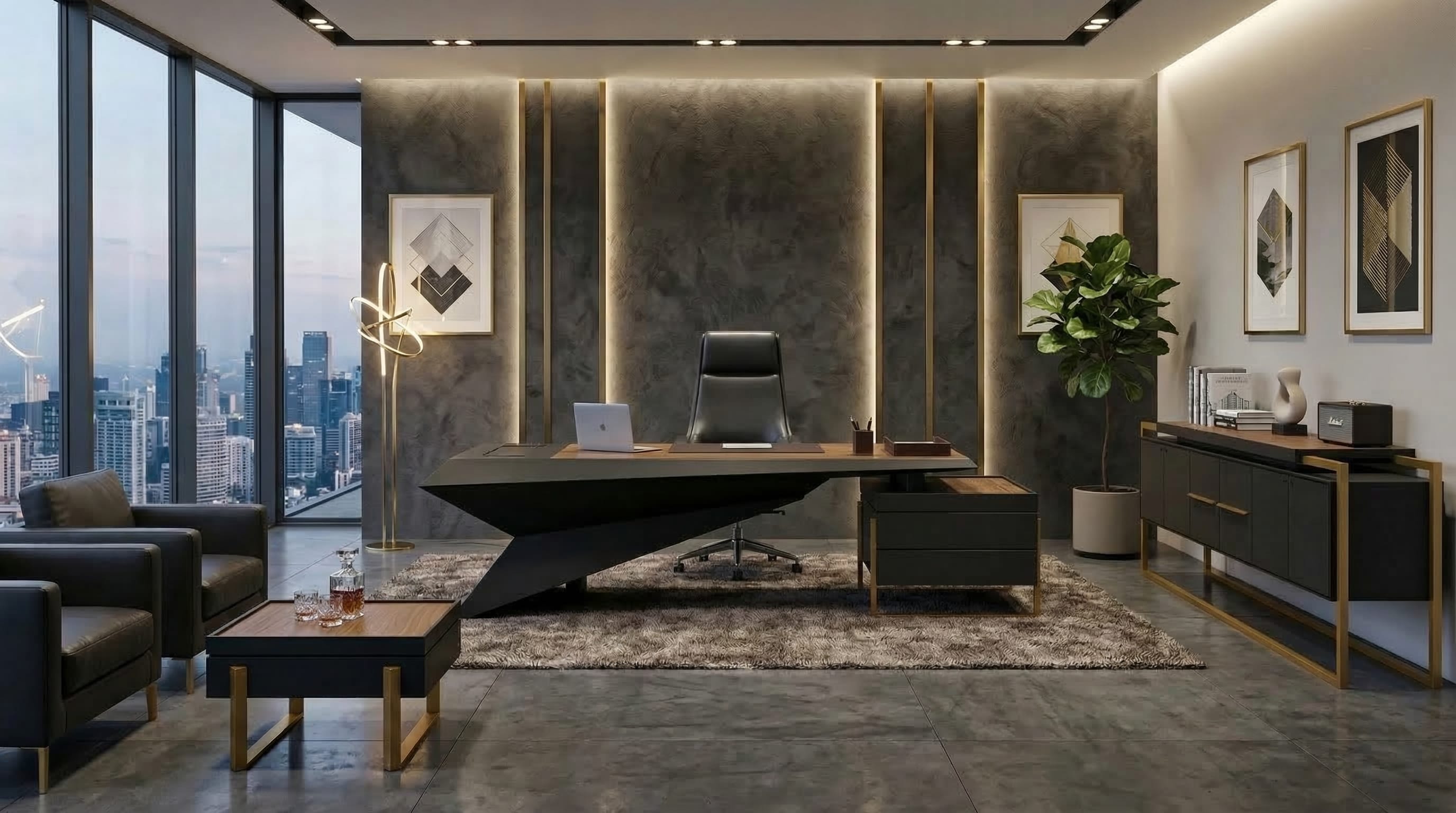 Executive Büro Möbel Set Schreibtisch Sideboard Couchtisch Modern