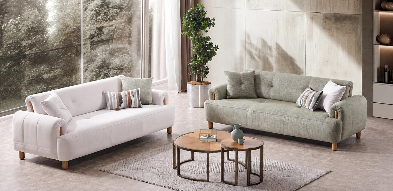 Schlafsofa 3-Sitzer mit 2-Sitzer Textilbezug im modernen Design