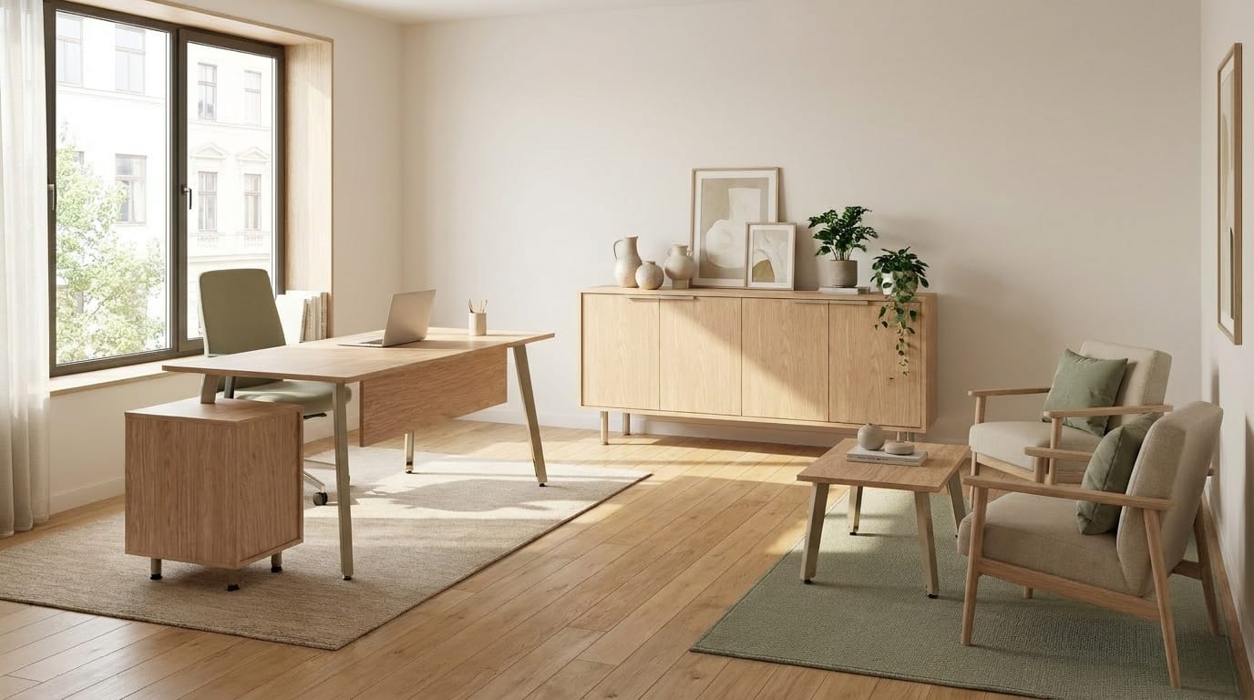 Modernes Büro Set mit Schreibtisch Braun Sideboard Designer Möbel