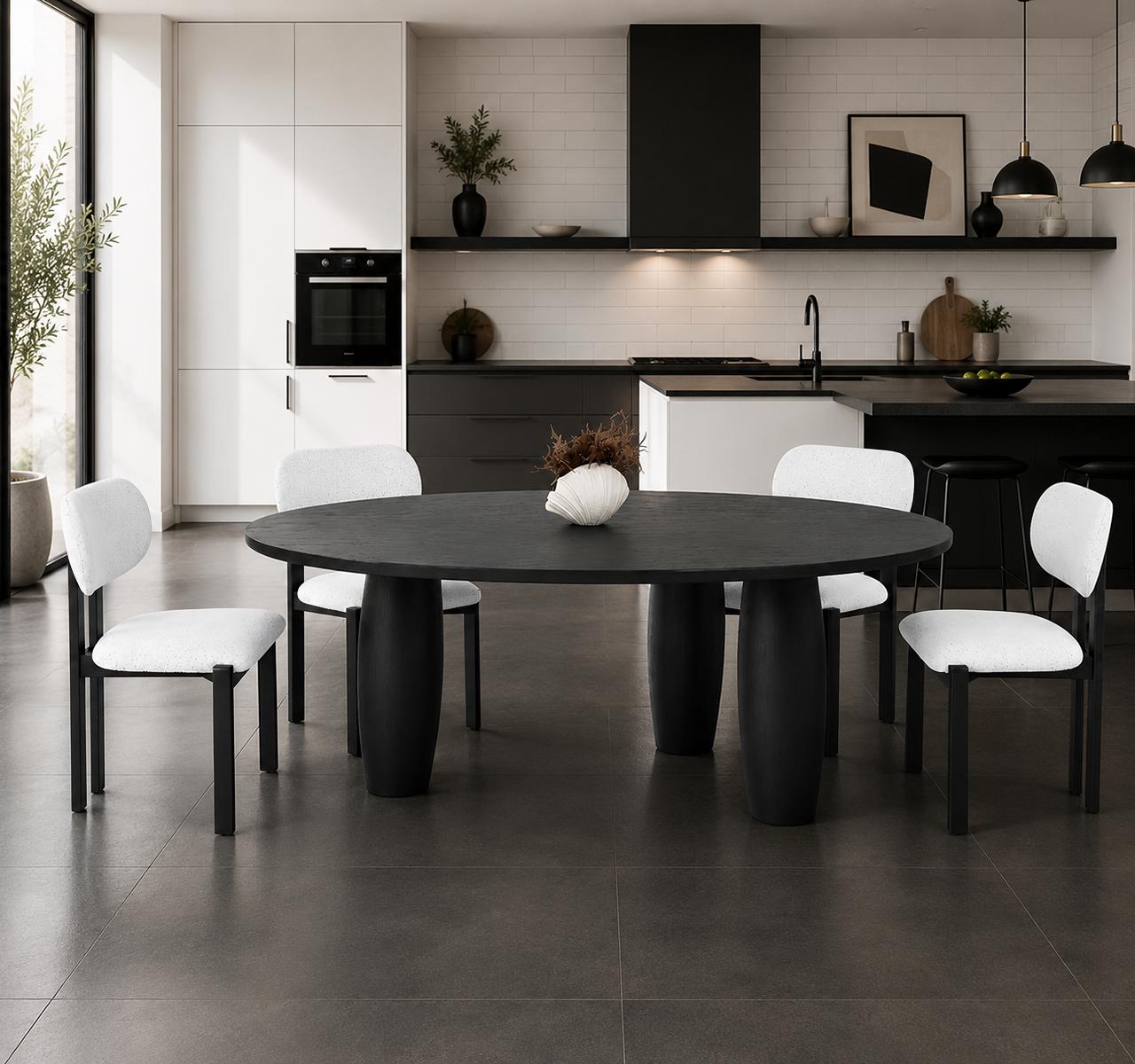 Esszimmer Set Esstisch 4х Stühle Modern Schwarz-Weiß Elegant Robust