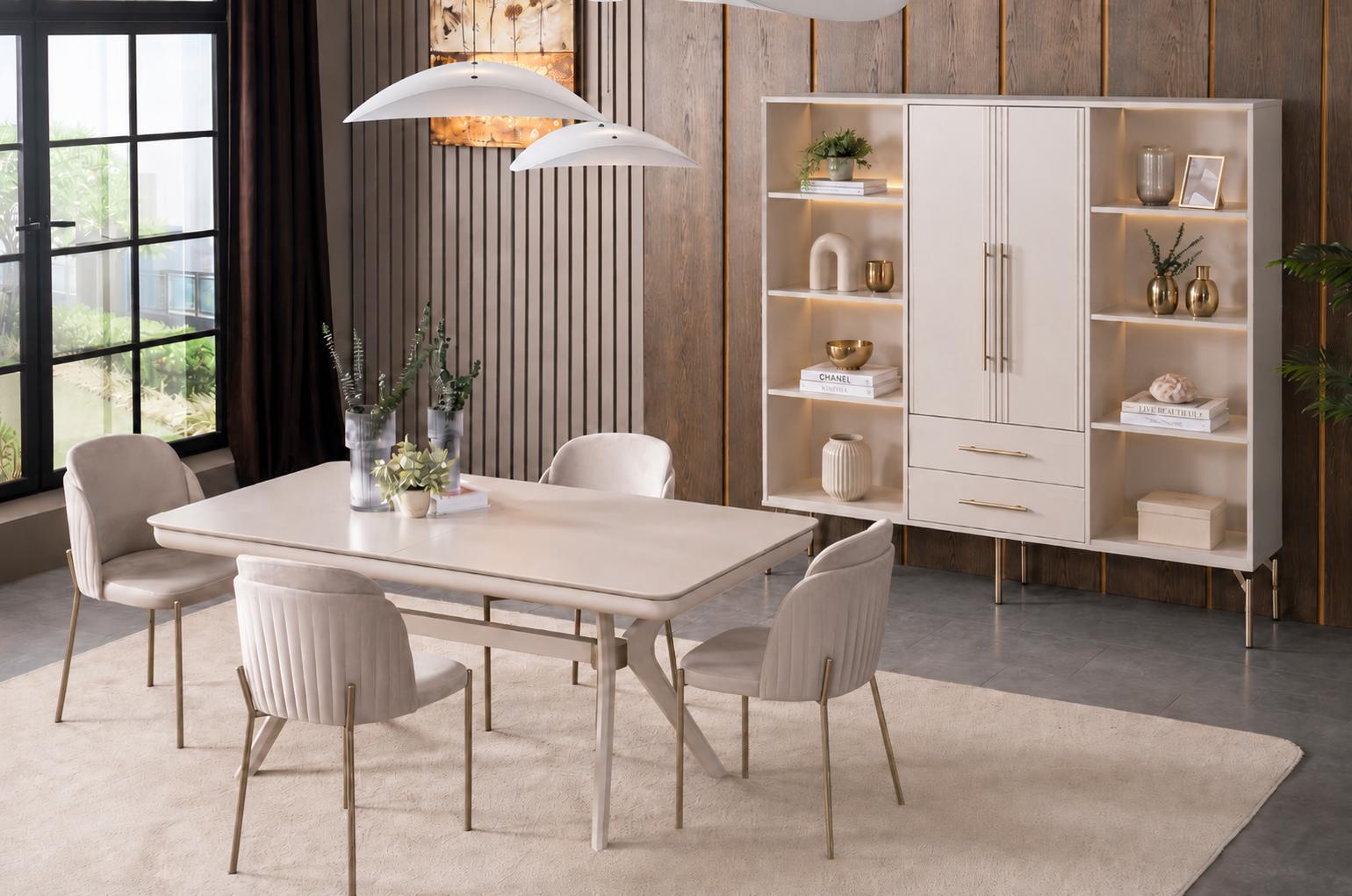 Esszimmer Set Esstisch 4х Stühle Modern Hell Geschmackvoll Exklusiv