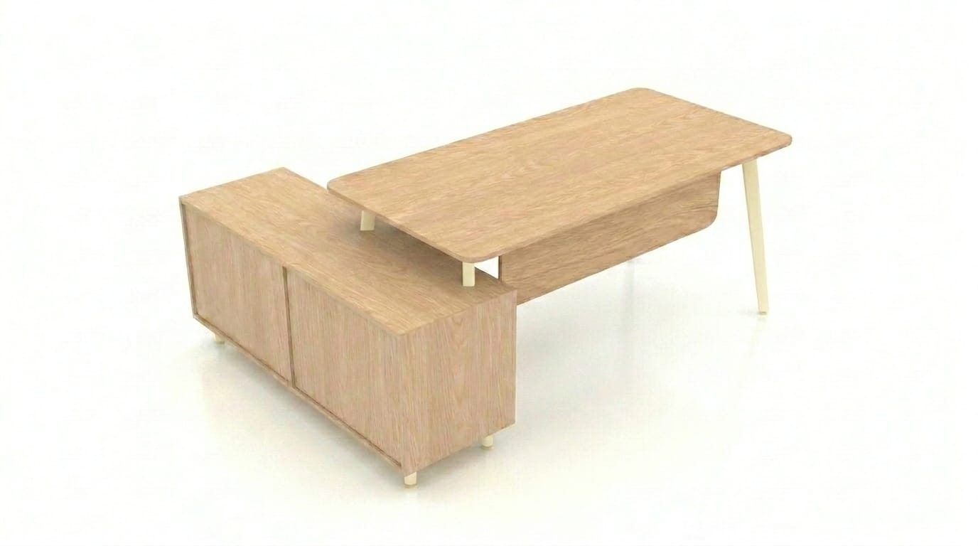 Schreibtisch mit integriertem Sideboard Design Bürotisch Modern