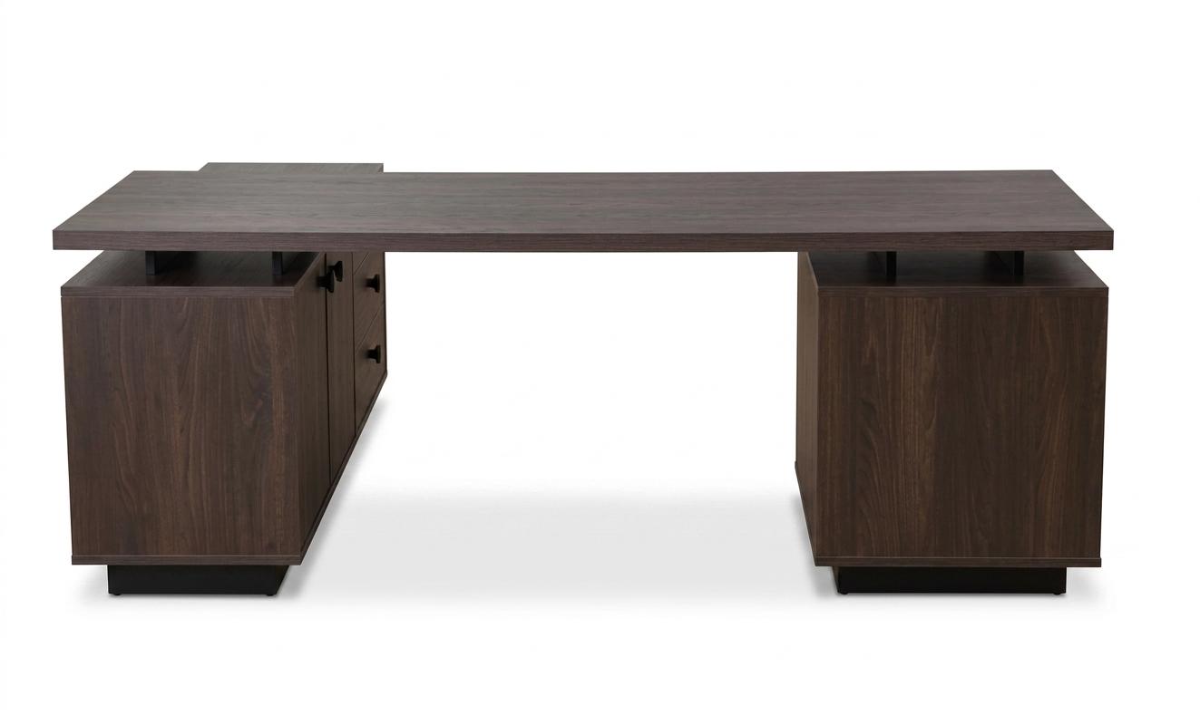 Brauner rechteckiger Schreibtisch mit Schubladen Holztisch moderner Stil