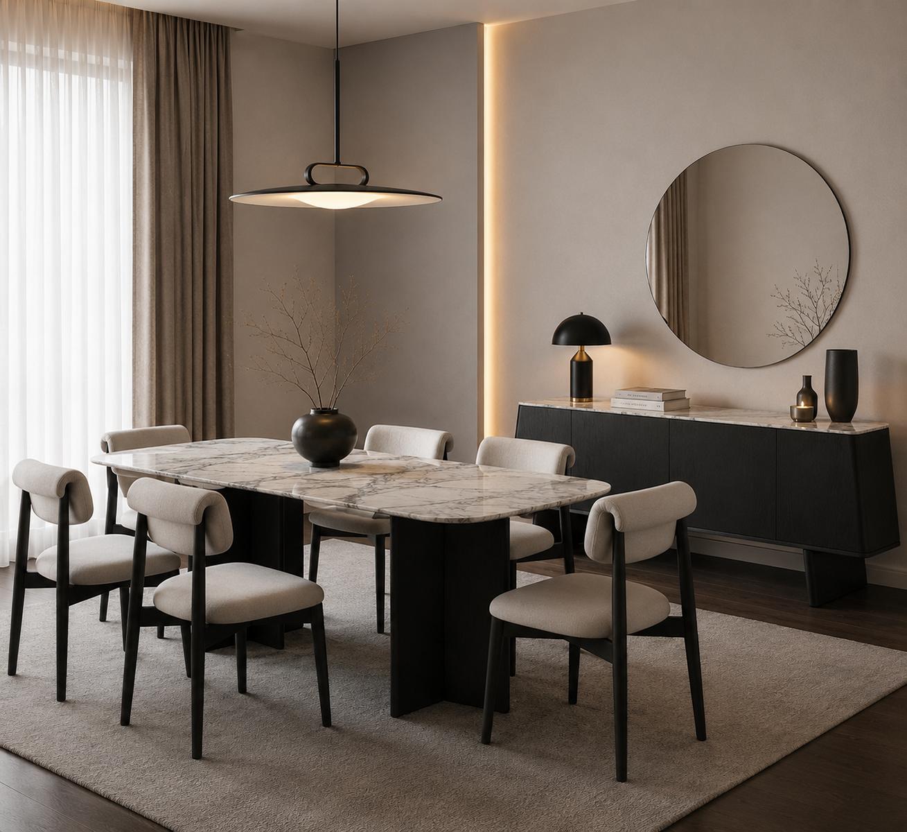 Modernes Esszimmer Set Exklusiver Esstisch 6x Stühle Sideboard