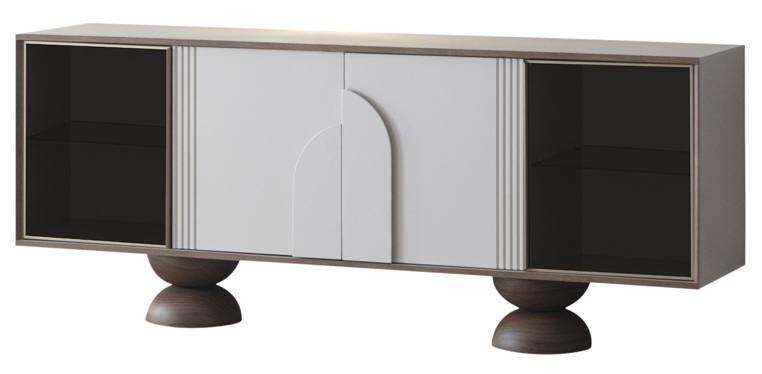 Modern Weiß Sideboard Holz Glas Vitrinen Stauraum Esszimmer