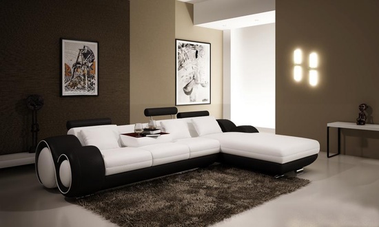 Ledersofa Couch U-Form Wohnlandschaft Ecksofa Garnitur Design Modern