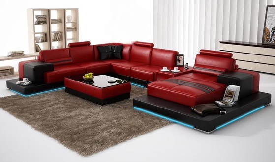 Ledersofa Couch Wohnlandschaft Ecksofa Eck Garnitur Design Modern Sofa