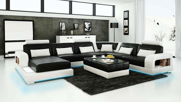 Ledersofa Couch Wohnlandschaft Ecksofa Eck Garnitur Design Modern Sofa