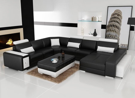 Ledersofa Couch Wohnlandschaft Ecksofa Eck Garnitur Design Modern Sofa