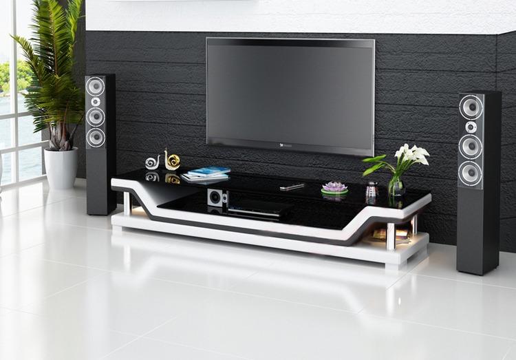 RTV TV Sideboard Leder Glas Tisch Fernseh Schrank Tisch Designer 3009