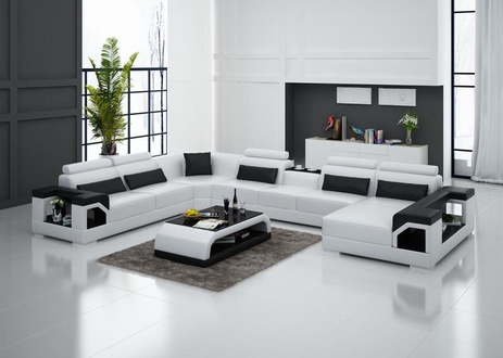 Ledersofa Couch Wohnlandschaft Ecksofa Eck Garnitur Design Modern