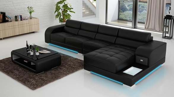 Ledersofa Couch Wohnlandschaft Ecksofa Eck Garnitur Design Modern Sofa