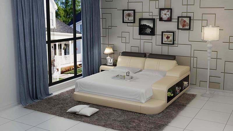 Bett Design Luxus Luxus Betten Leder Modernes Schlafzimmer 140/160/180/200 LB8810
