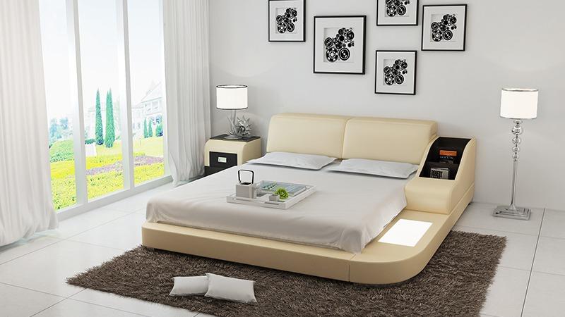 Polster Design Luxus Bett Betten Leder Schlafzimmer 140/160/180 LB8815