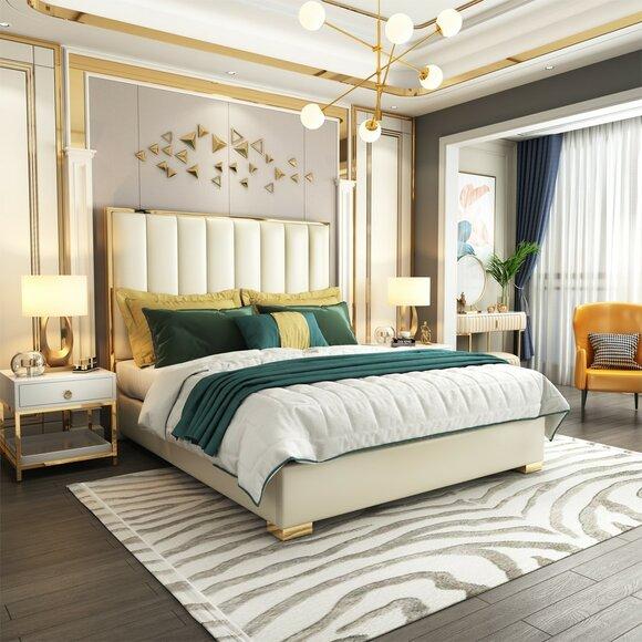 Luxus Schlafzimmer Möbel Bett 2x Nachttisch Set Betten Hotel Möbel 3tlg.