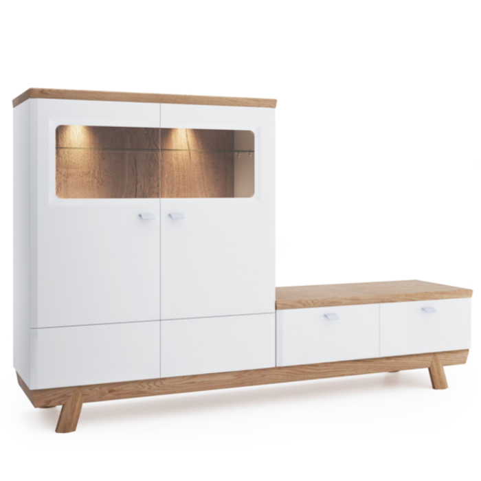 Elegante Designer Wohnwand Hotel Qualität Hochwertiges Regal Vitrine Aspen
