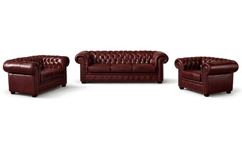 Sofagarnitur Chesterfield Ledersofa 3+2+1 Sofa Kunstleder 100% Leder Sofort
