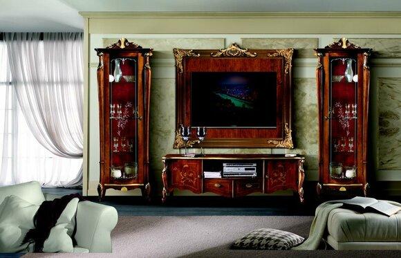 Set Garnitur 4tlg Italienische Möbel 2x Vitrine Sideboard RTV Wandplatte Schrank