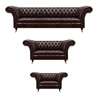 Braune Chesterfield Ledercouchen Designer Dreisitzer Viersitzer Sessel