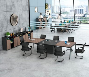 Komplettbüro Konferenztisch Schränke Bürotisch Schwarz Holz Büro 4tlg