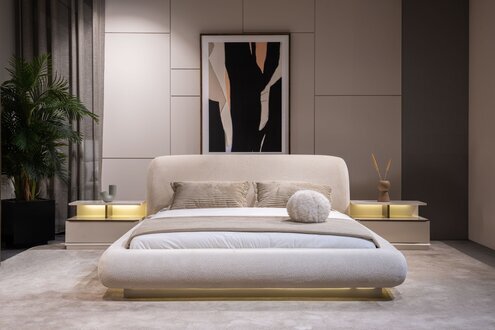 Weißes Schlafzimmer Set Designer Doppelbett Luxuriöse 2x Nachttische