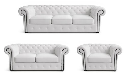Chesterfield Sofagarnitur 3+2+1 Echtes Rindsleder Sofa Set 100% Leder Sofort