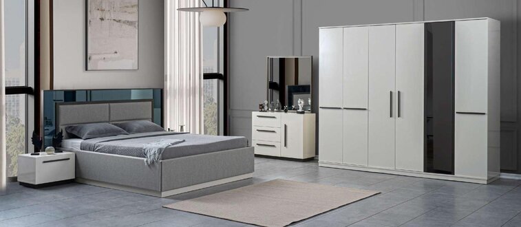 Bett + 2x Nachttische 5tlg. Schlafzimmer Designer Luxus Möbel Modern Set