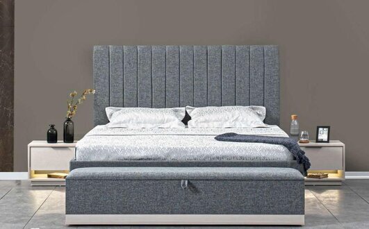 Bett Textil 2x Nachttische 3tlg. Schlafzimmer Set Möbel Modern Luxus