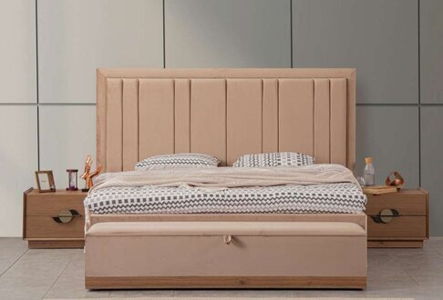 Schlafzimmer Bett 180x200 2x Nachttische 3tlg.Set Luxus Modern