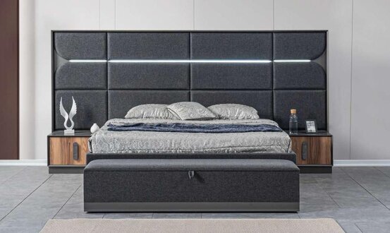 Bett 2x Nachttische 3 tlg. Schlafzimmer Set Design Modern Luxus Neu Set