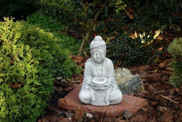 Buddha Skulptur in Steinoptik. Große Skulptur für Garten und Wohnbereich