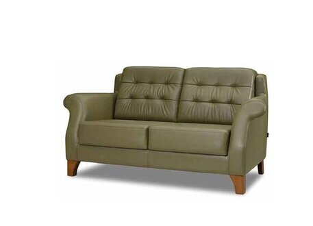 Design Zweisitzer Möbel 2 Sitzer Sofa Couch Polster Wohnzimmer Grün Holz