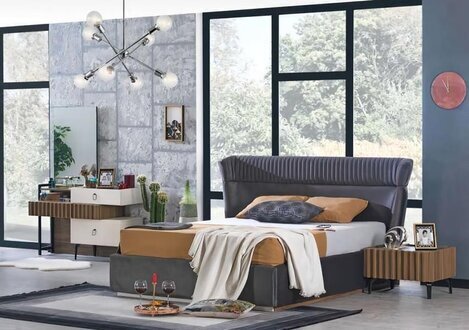 Komplettes Schlafzimmer Bett 2x Nachttische Set Kommode Sets Schlaf 4tlg