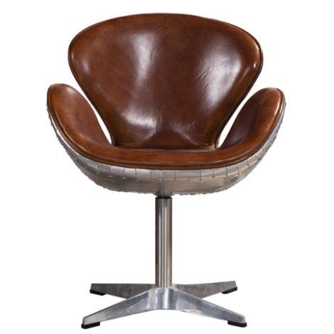 Sessel Vintage Bürosessel Leder Möbel Lounge Club Flieger Aluminium
