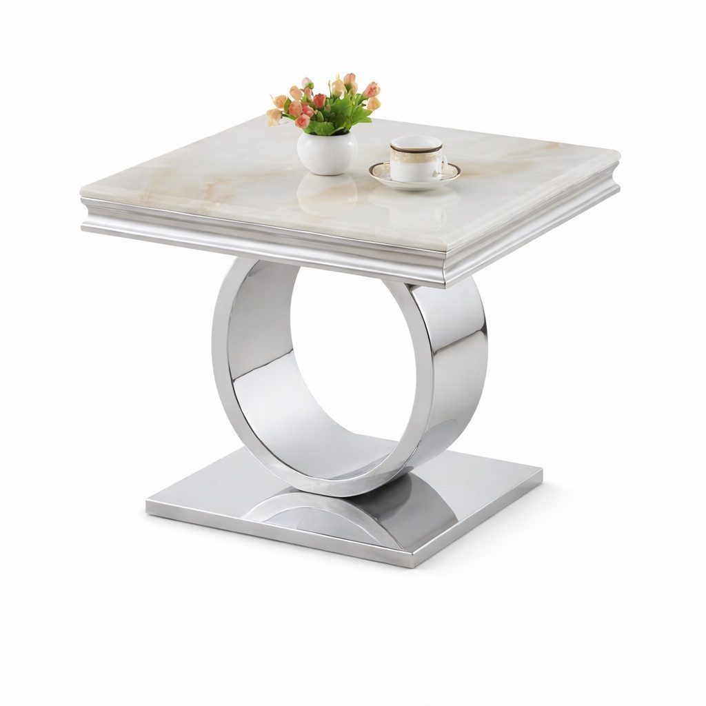 Beistelltisch Eleganter silberner Tisch aus Metall im Designerlook Sofort