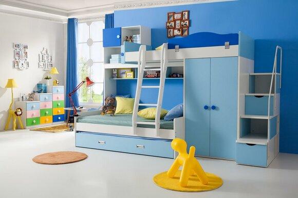 Betten Hochbett aus echtem Holz für Kinder- und Jugendzimmer. Neues Doppelstockbett mit Etagen