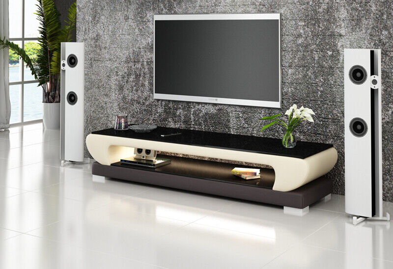 RTV TV Sideboard Leder Glas Tisch Fernseh Schrank Tisch Designer TS1002 Sofort