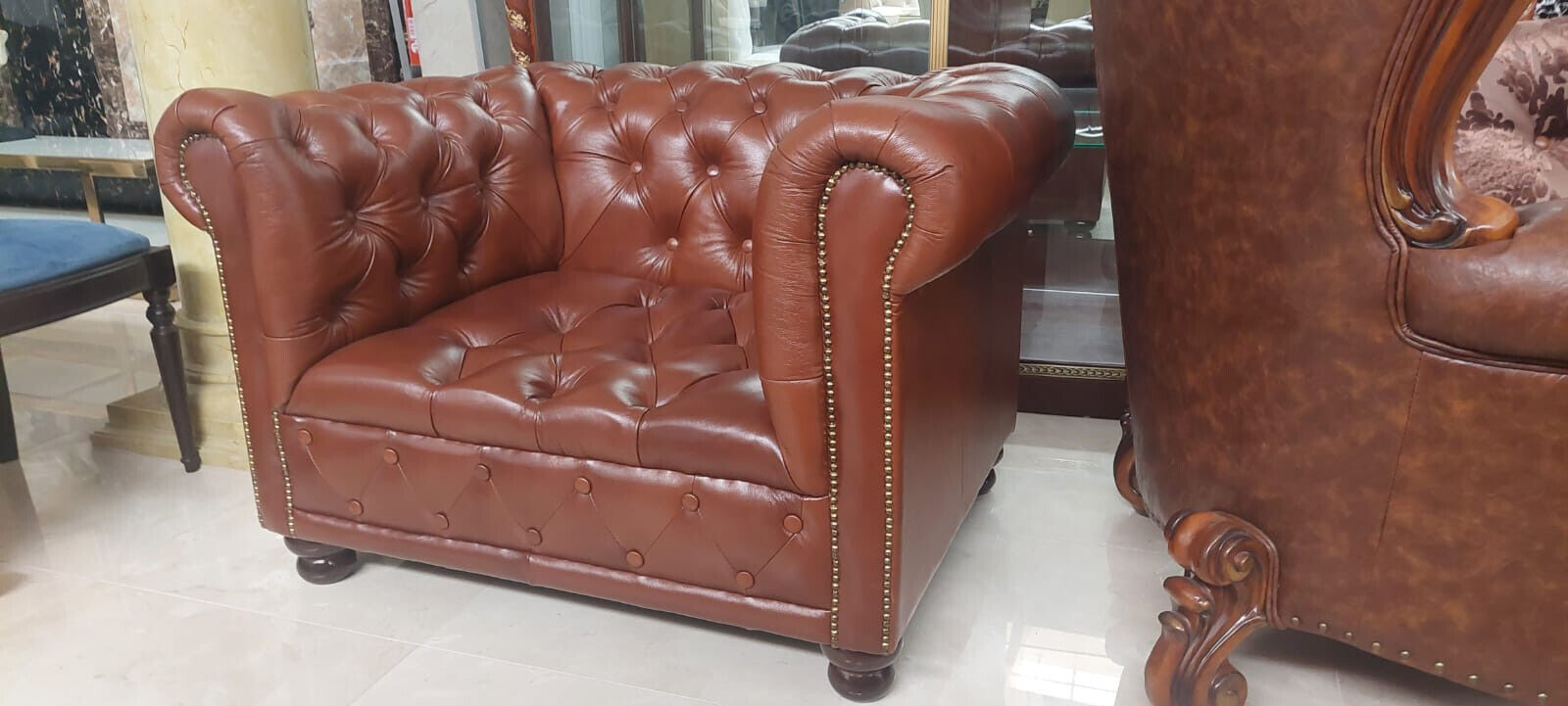 Chesterfield Design Kunstleder Couch Sessel 1 Sitzer Polster Sofort