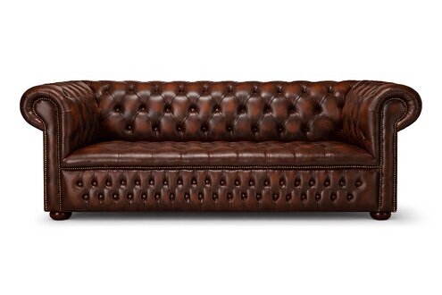 Chesterfield Polster Sofa Couch Designer Garnitur 3 Sitz 100% Leder Sofort
