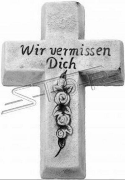 Grabengel Kreuz Grab Deko Grabschmuck Stein Dekoration Statue