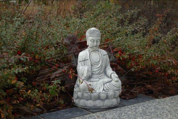Buddha Skulptur in Steinoptik. Große Skulptur für Garten und Wohnbereich
