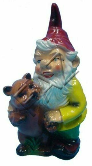 Design Zwerg mit Teddybären Figur Garten Statue Skulptur Figuren Skulpturen