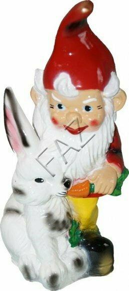 Design Zwerg mit Kaninchen Figur Garten Statue Skulptur Figuren Skulpturen
