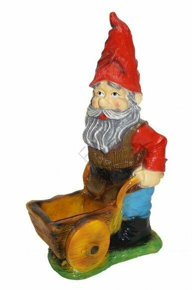Design Zwerg mit Schubkarre Figur Garden Statue Skulptur Figuren Skulpturen