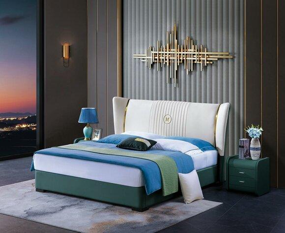 Schlafzimmer Bett Nachttische 3 tlg Set Design Luxus Betten Holz Doppelbett