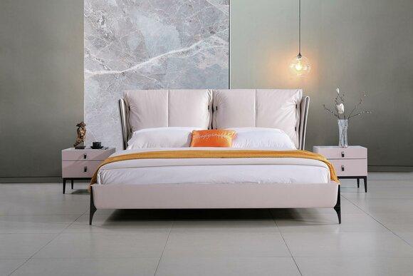Bett Leder 2x Nachttisch 3 tlg Schlafzimmer Set Möbel Modern Luxus Betten