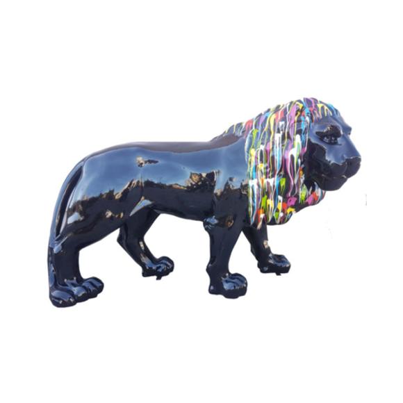 Design Statuen Bunte Figur Bemalte Löwe Skulptur Deko Garten 140x190cm