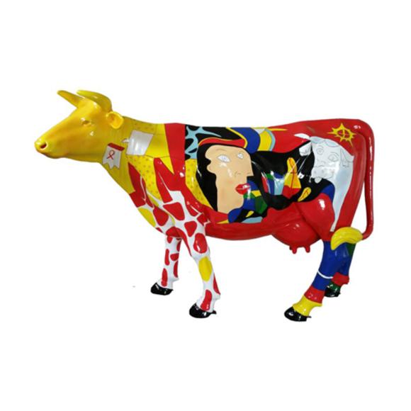 Bunt Bemalte Figur Statue Rind Skulptur Deko Garten Design Statuen